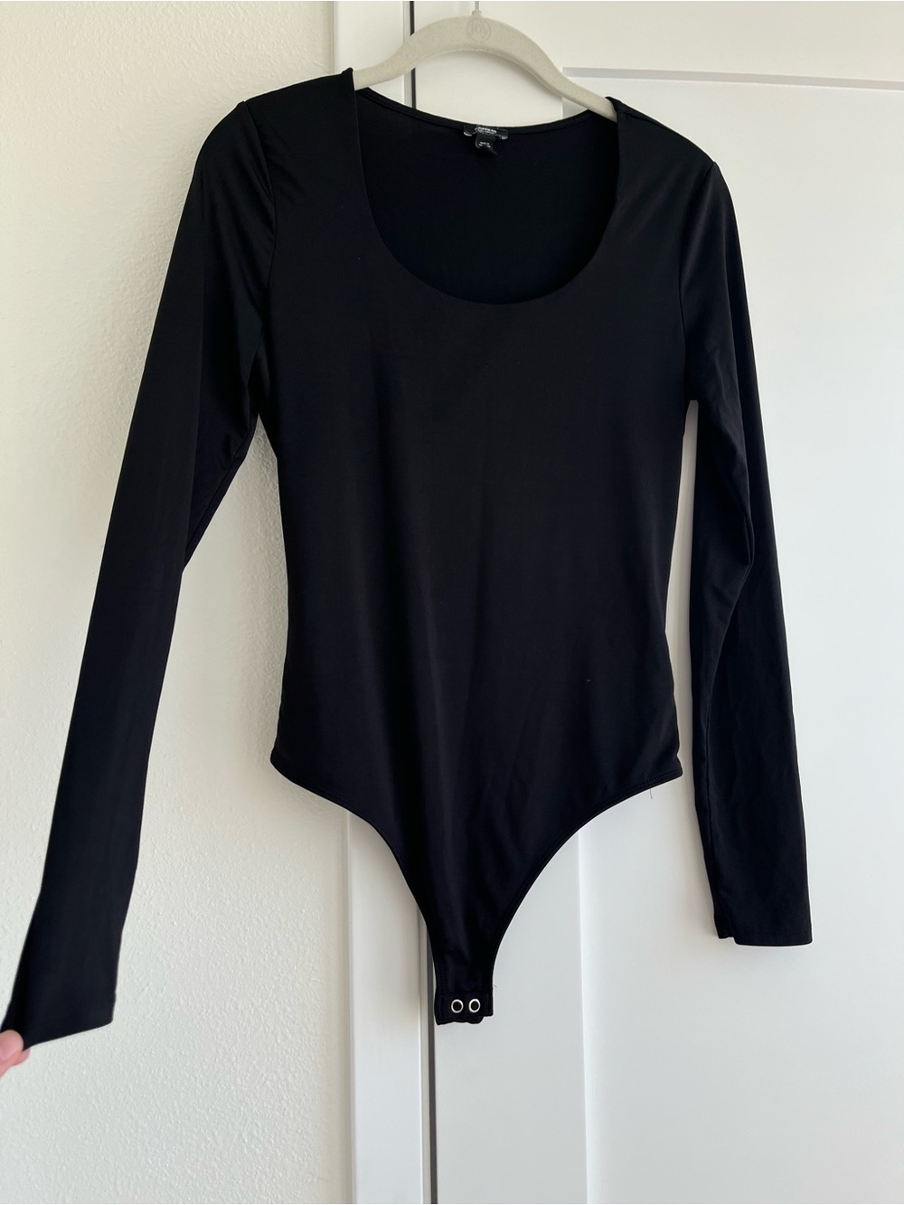 Black Long-Sleeve Scoop Neck Bodysuit